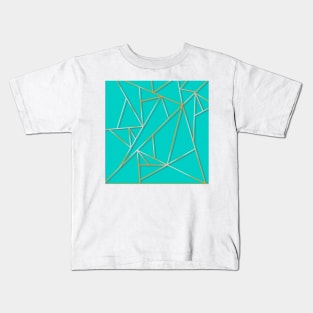 Cyan and gold mosaic design Kids T-Shirt